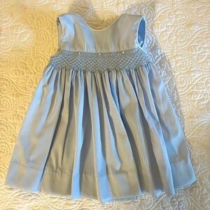 Petit Ami Blue Sleeveless Smocked Wrap Dress w/ Bloomers Sz 18mths